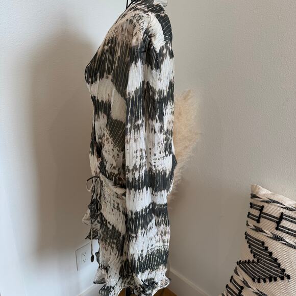 Rococo Sand X Revolve Tie Dye Faux Wrap Metallic Threads Sheer Mini Dress Large - Picture 7 of 14